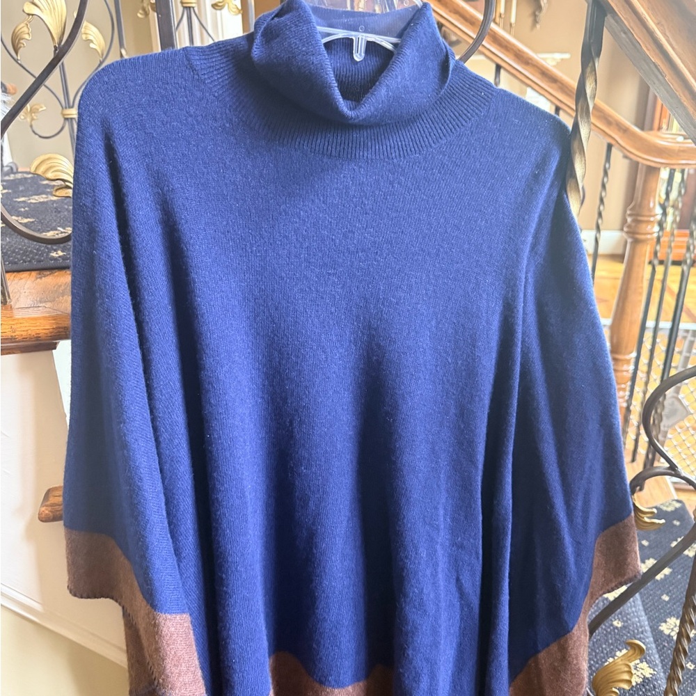 J.McLaughlin 100% Cashmere Poncho. Beautiful baby/ brown. Turtleneck. OS EUC - Picture 7 of 13